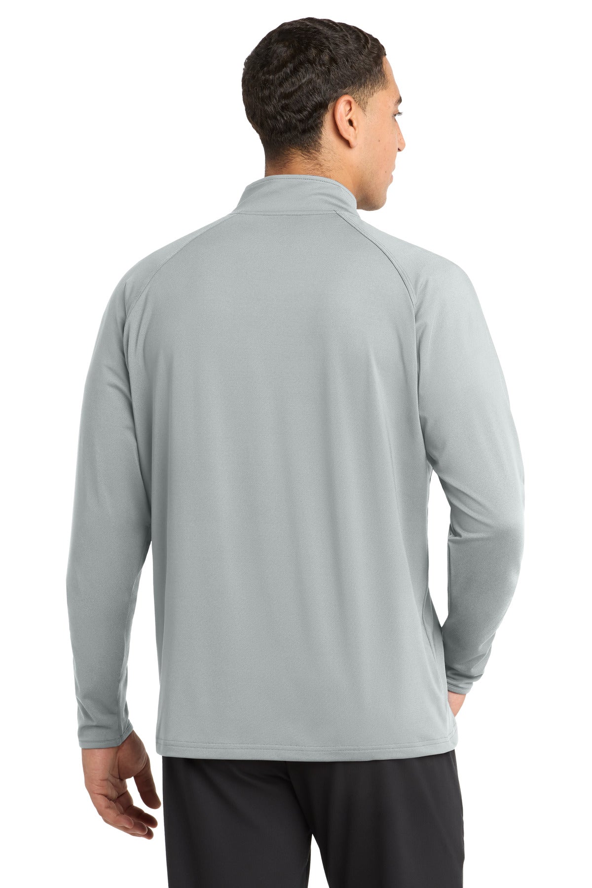 Silver Sport-Tek Sport-Wick Stretch 1/4-Zip Pullover. ST850