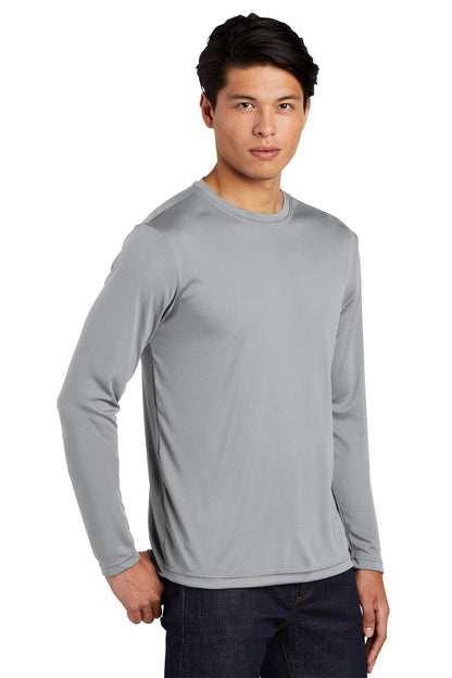 Silver Sport-Tek Tall Long Sleeve PosiCharge Competitor Tee. TST350LS plain