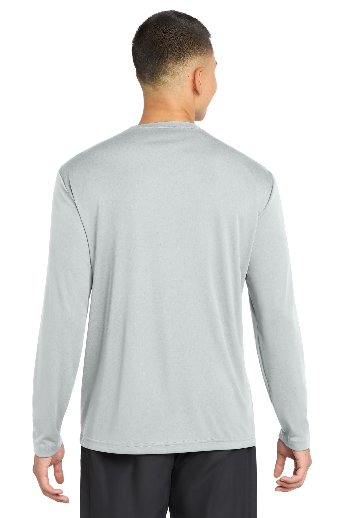 Silver Sport-Tek Tall Long Sleeve PosiCharge Competitor Tee. TST350LS plain
