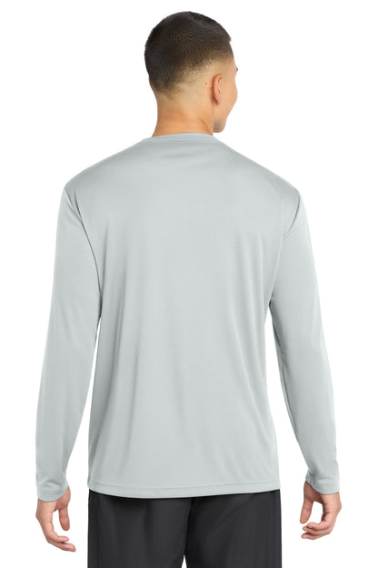 Silver Sport-Tek Tall Long Sleeve PosiCharge Competitor Tee. TST350LS plain