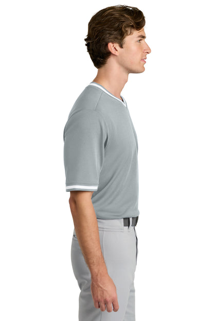 Silver Sport-Tek Tough Mesh V-Neck Baseball Jersey ST221 plain