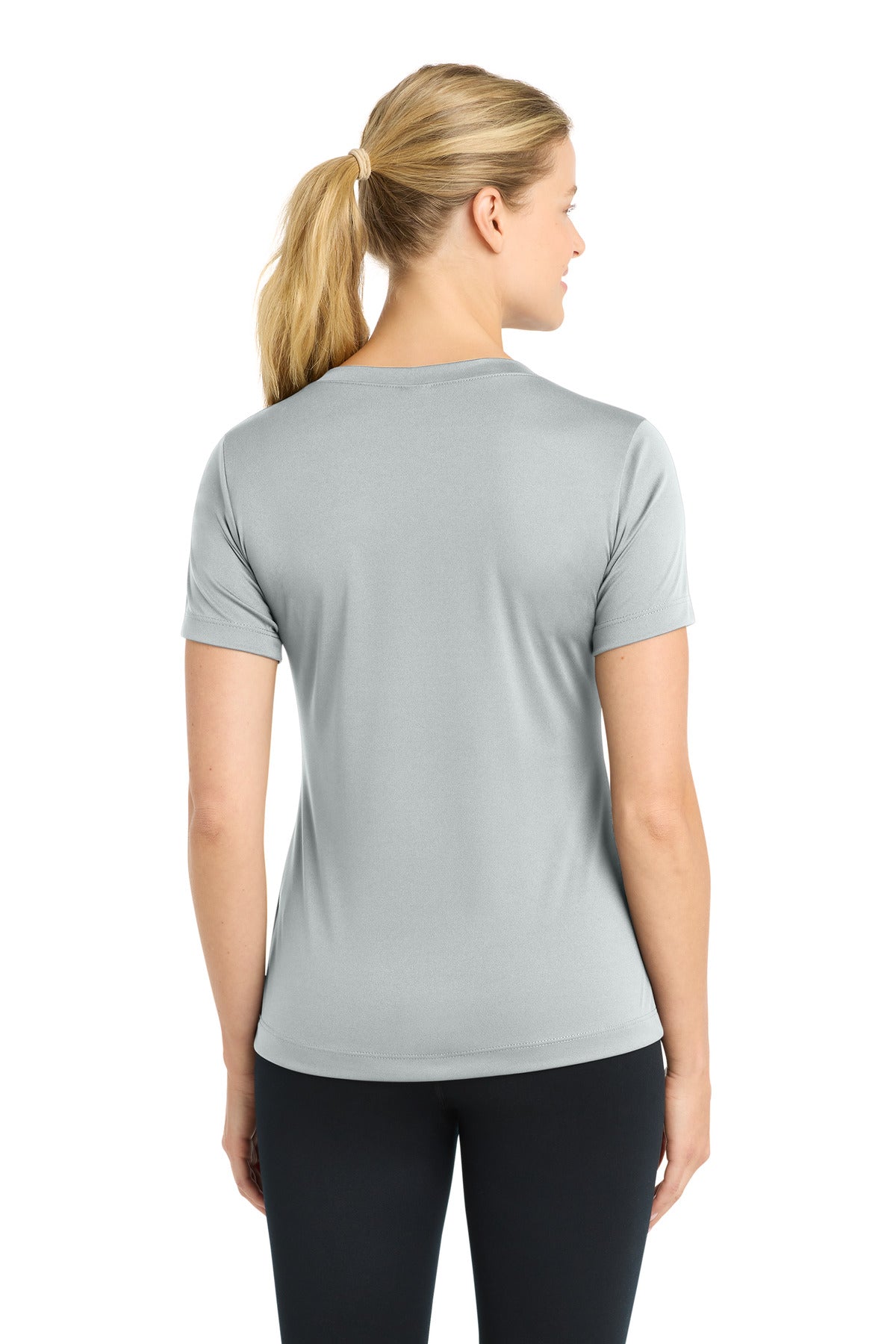 Silver Sport-Tek Women's PosiCharge Competitor V-Neck Tee. LST353 plain