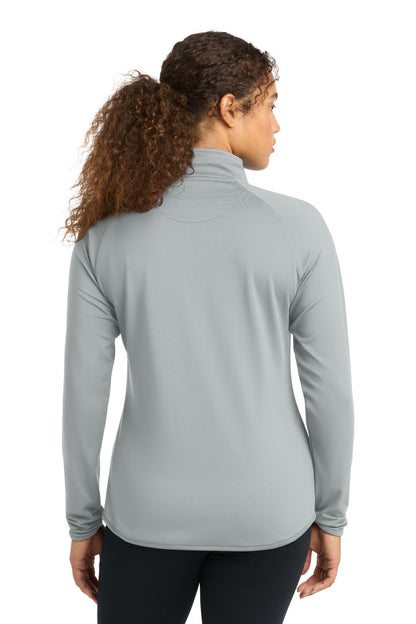 Silver Sport-Tek Women's Sport-Wick Stretch 1/4-Zip Pullover. LST850