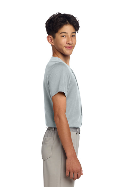 Silver Sport-Tek Youth PosiCharge Tough Mesh Full-Button Jersey YST220 plain