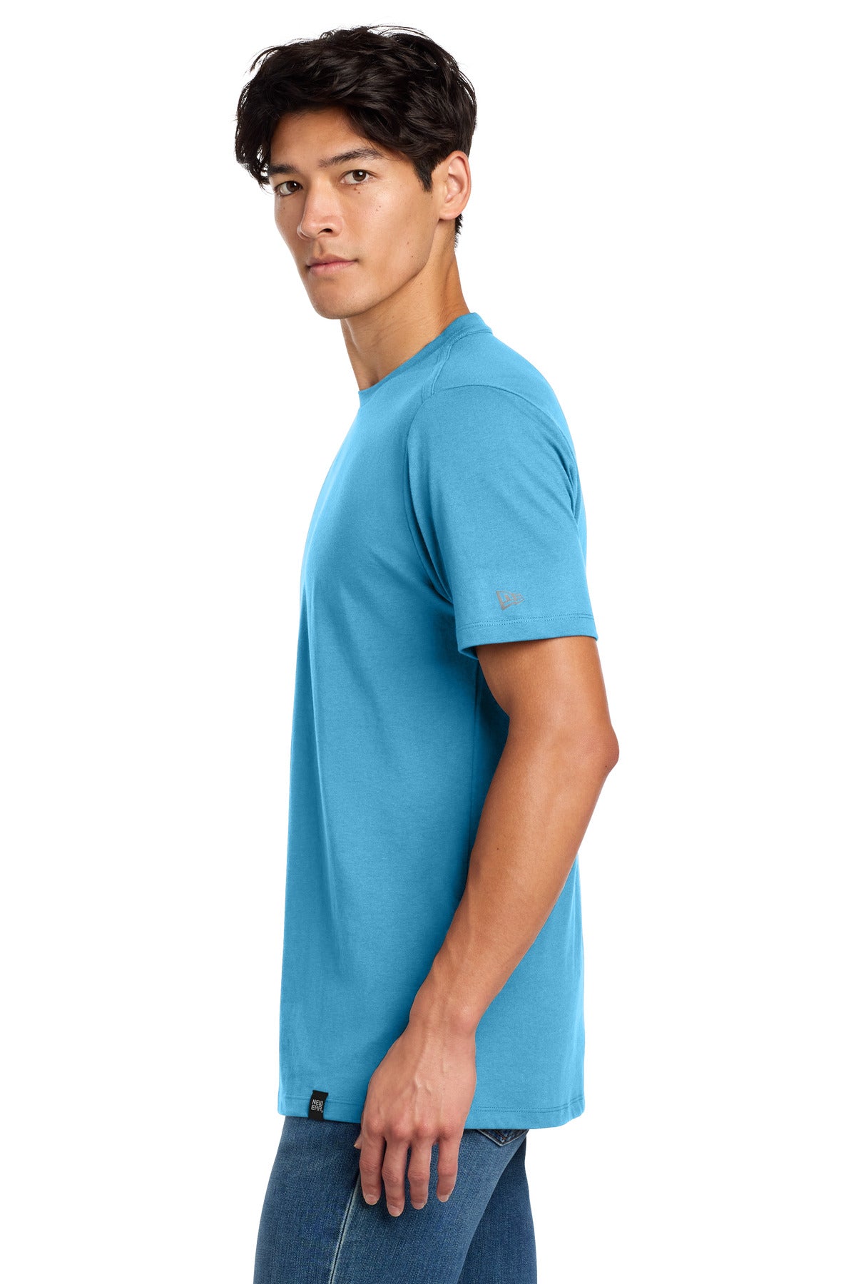 Sky Blue New Era Heritage Blend Crew Tee. NEA100 plain