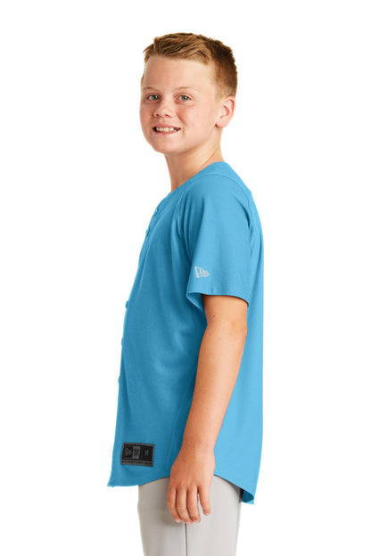 Sky Blue New Era Youth Diamond Era Full-Button Jersey. YNEA220 plain
