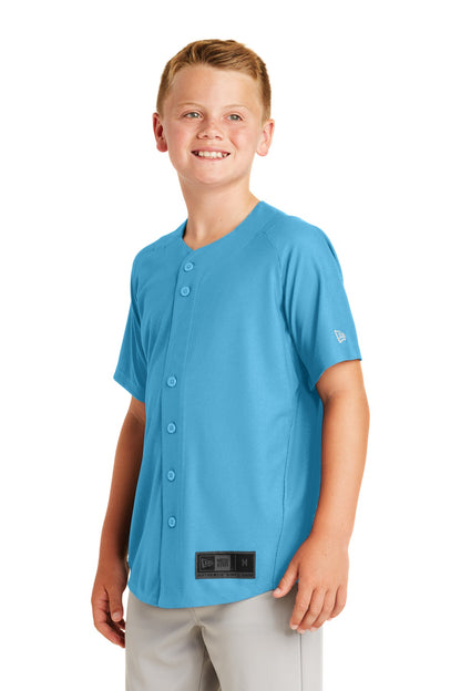 Sky Blue New Era Youth Diamond Era Full-Button Jersey. YNEA220 plain