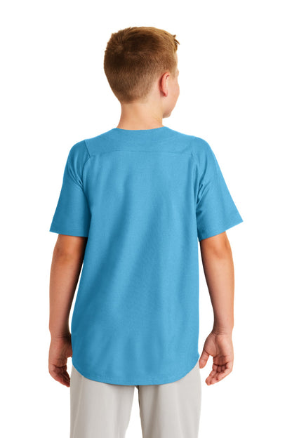 Sky Blue New Era Youth Diamond Era Full-Button Jersey. YNEA220 plain
