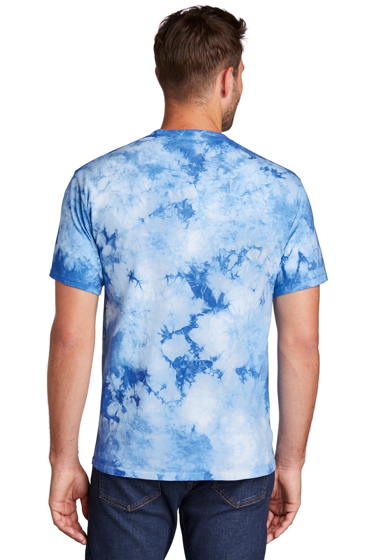 Sky Blue Port & Co Crystal Tie-Dye Tee PC145 plain