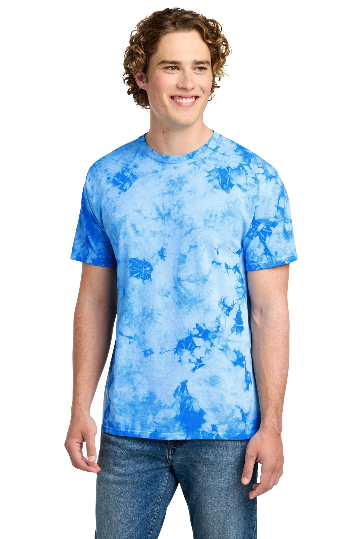 Sky Blue Port & Co Crystal Tie-Dye Tee PC145 plain