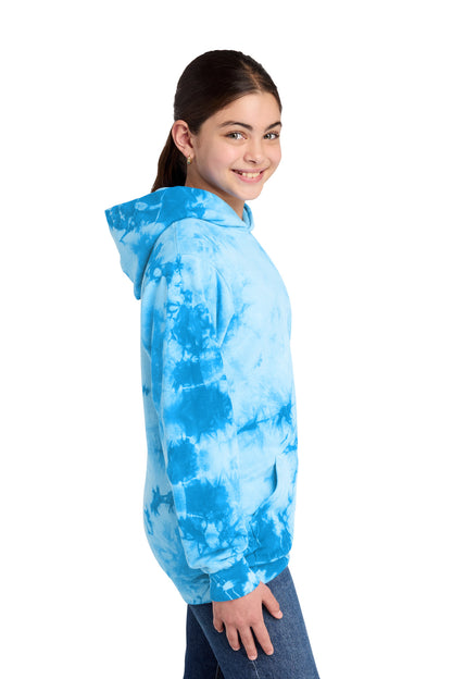 SkyBlue Port & Co Youth Crystal Tie-Dye Pullover Hoodie PC144Y