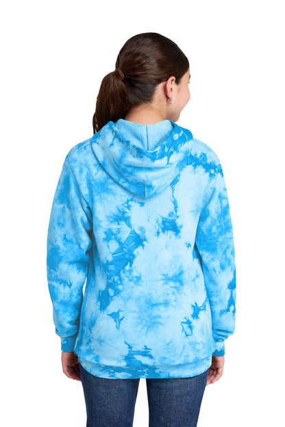 SkyBlue Port & Co Youth Crystal Tie-Dye Pullover Hoodie PC144Y