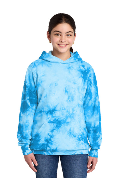 SkyBlue Port & Co Youth Crystal Tie-Dye Pullover Hoodie PC144Y