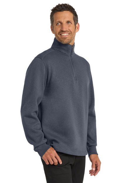 Slate Grey Port Authority Slub Fleece 1/4-Zip Pullover. F295 plain