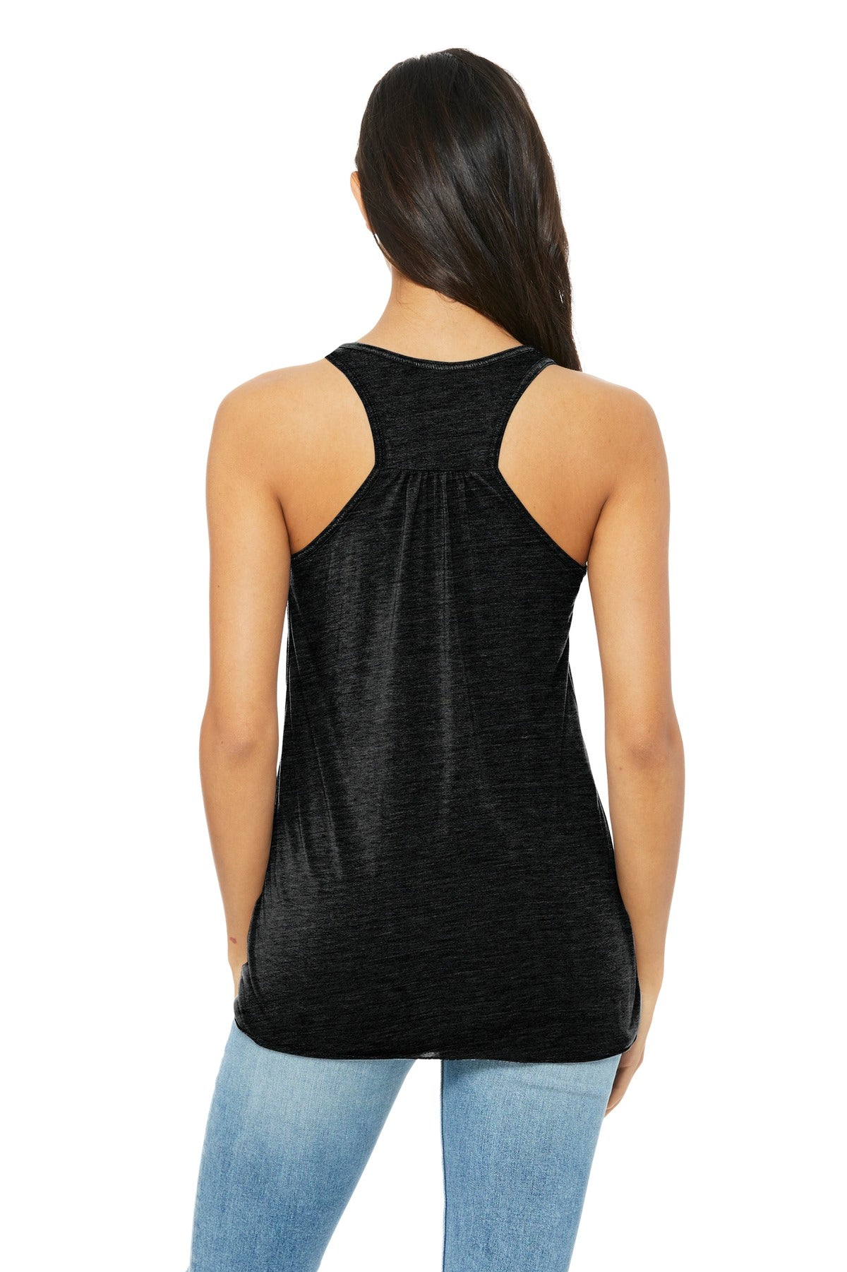 Sld Black Slub BELLA+CANVAS Women's Flowy Racerback Tank. BC8800 plain