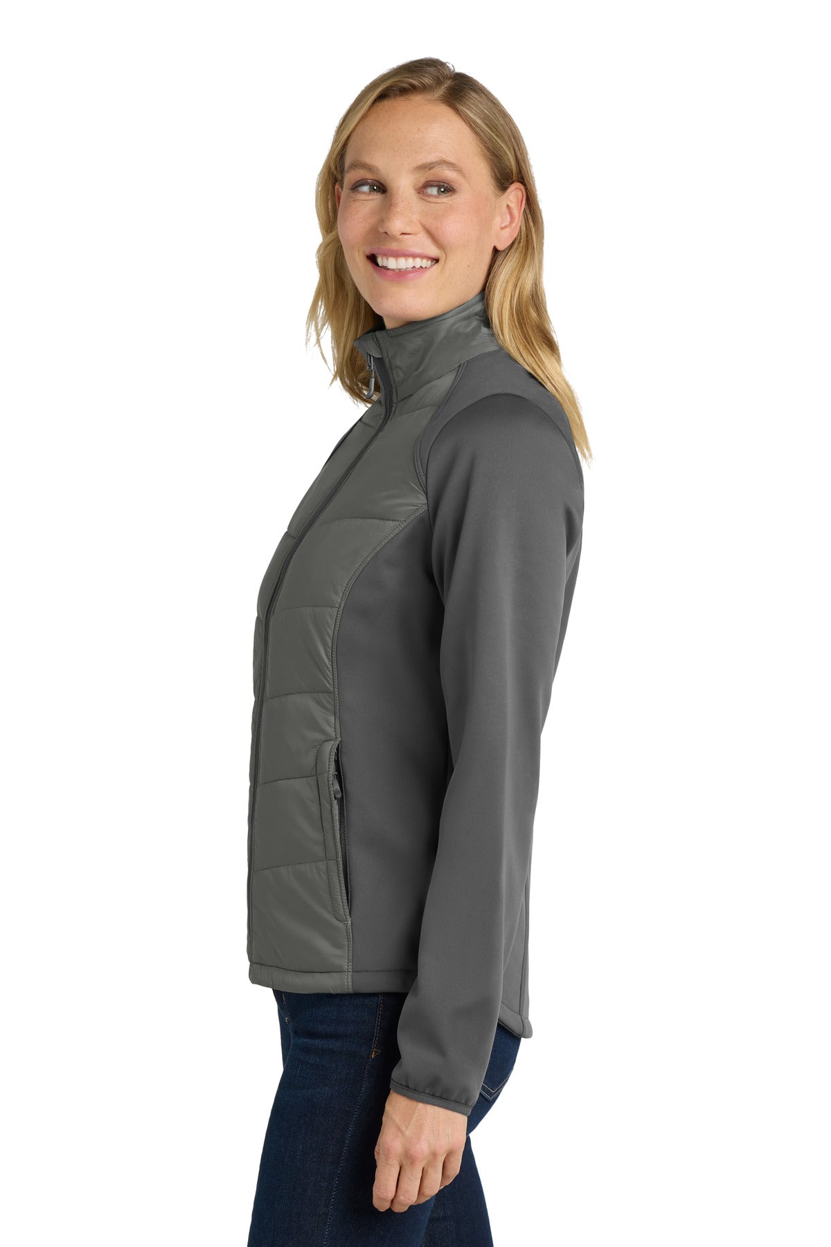 Smoke Gy/Gy St Port Authority Women's Hybrid Soft Shell Jacket. L787 plain