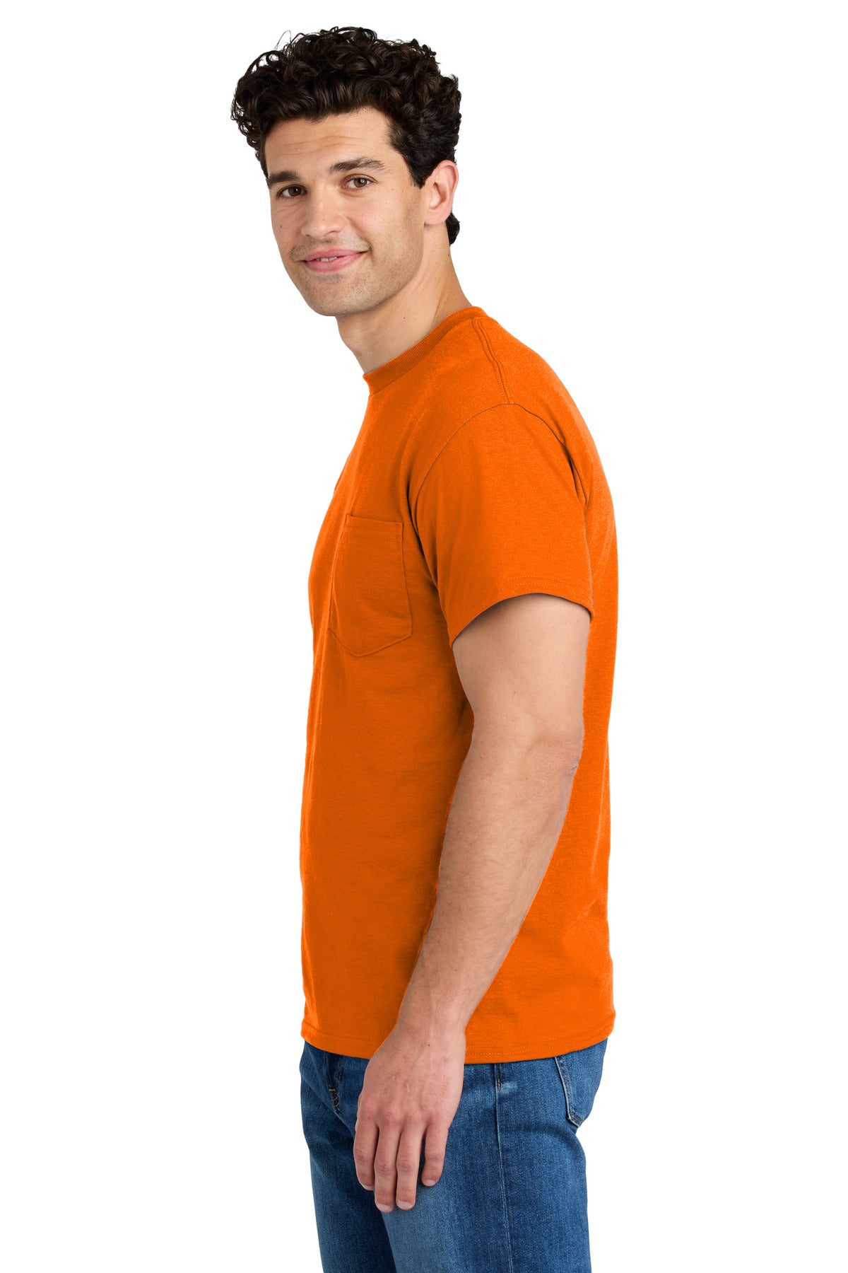 SOrange Gildan - DryBlend 50 Cotton/50 Poly Pocket T-Shirt. 8300 plain