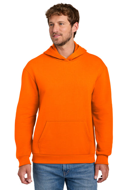 SOrange Port & Co Easy Fleece Pullover Hooded Sweatshirt PC68H