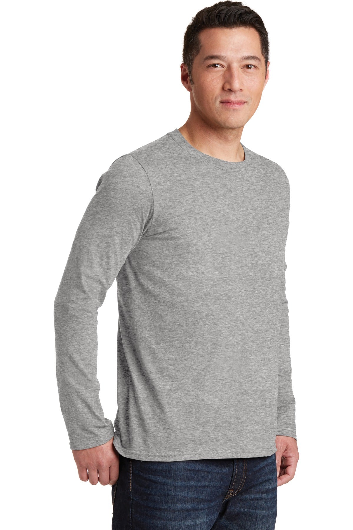 Sport Grey Gildan Softstyle Long Sleeve T-Shirt. 64400 plain