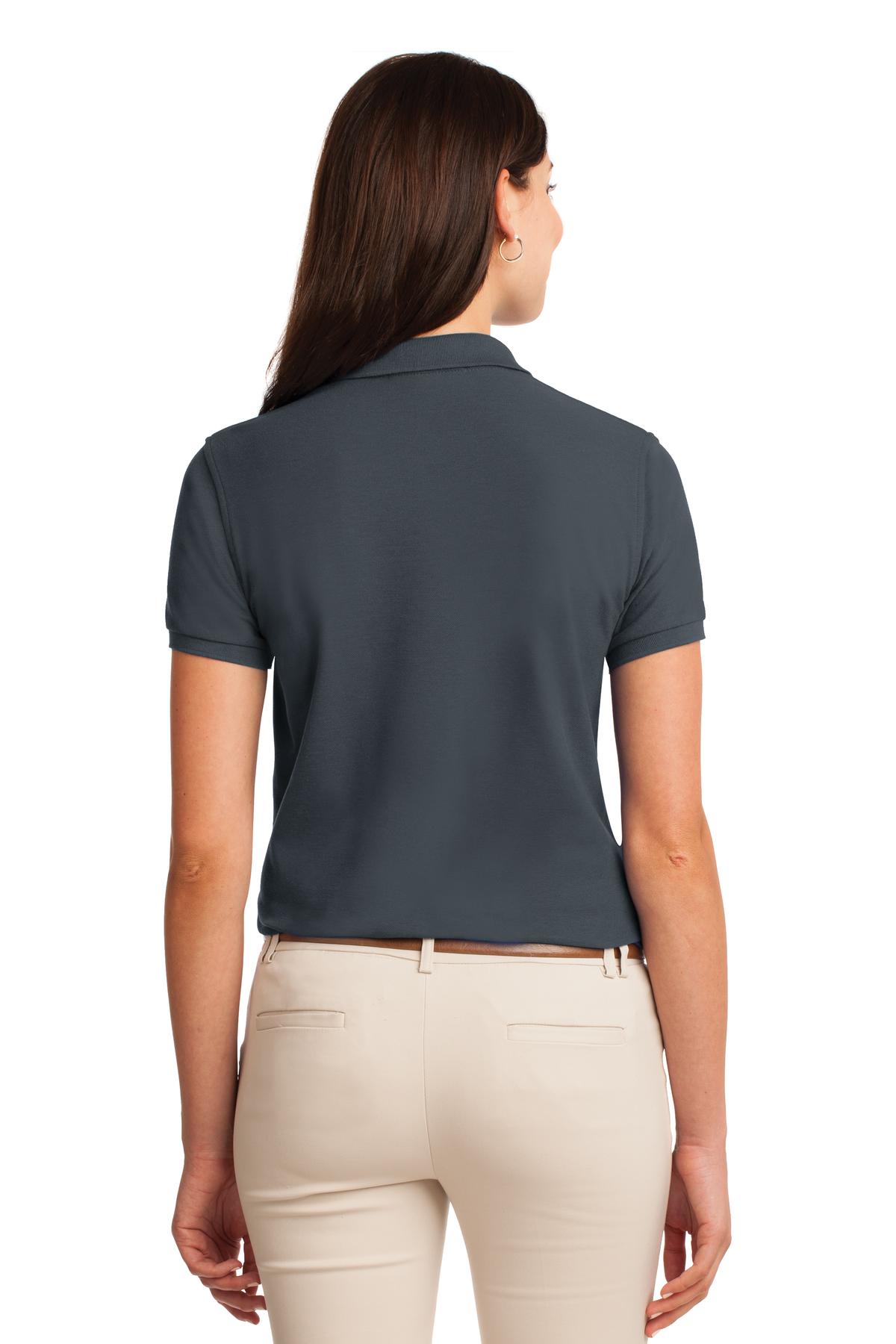 Steel Grey Port Authority Women's Silk Touch Polo. L500 plain