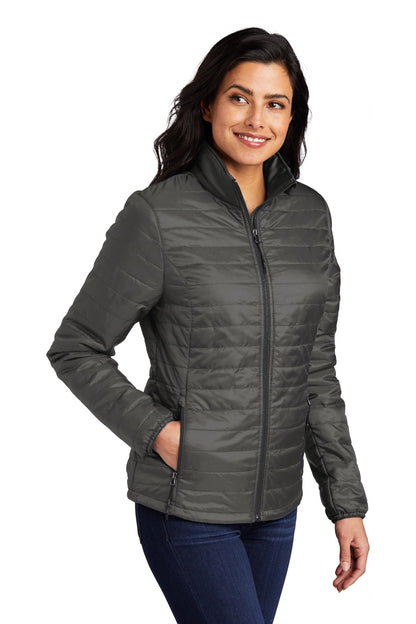 Sterl Gry/Grph Port Authority Women's Packable Puffy Jacket L850 plain