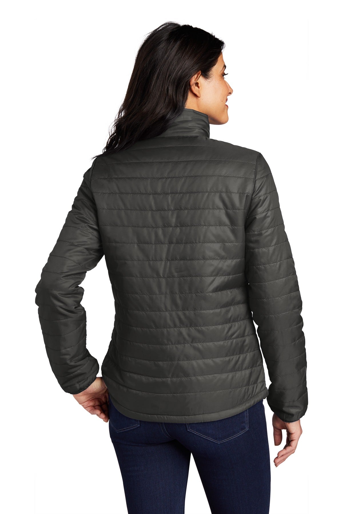 Sterl Gry/Grph Port Authority Women's Packable Puffy Jacket L850 plain