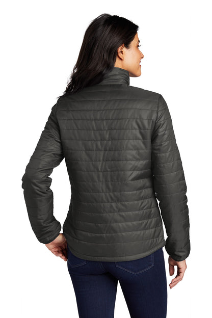 Sterl Gry/Grph Port Authority Women's Packable Puffy Jacket L850 plain