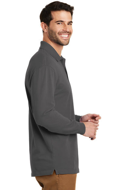 Sterling Grey Port Authority EZCotton Long Sleeve Polo. K8000LS plain