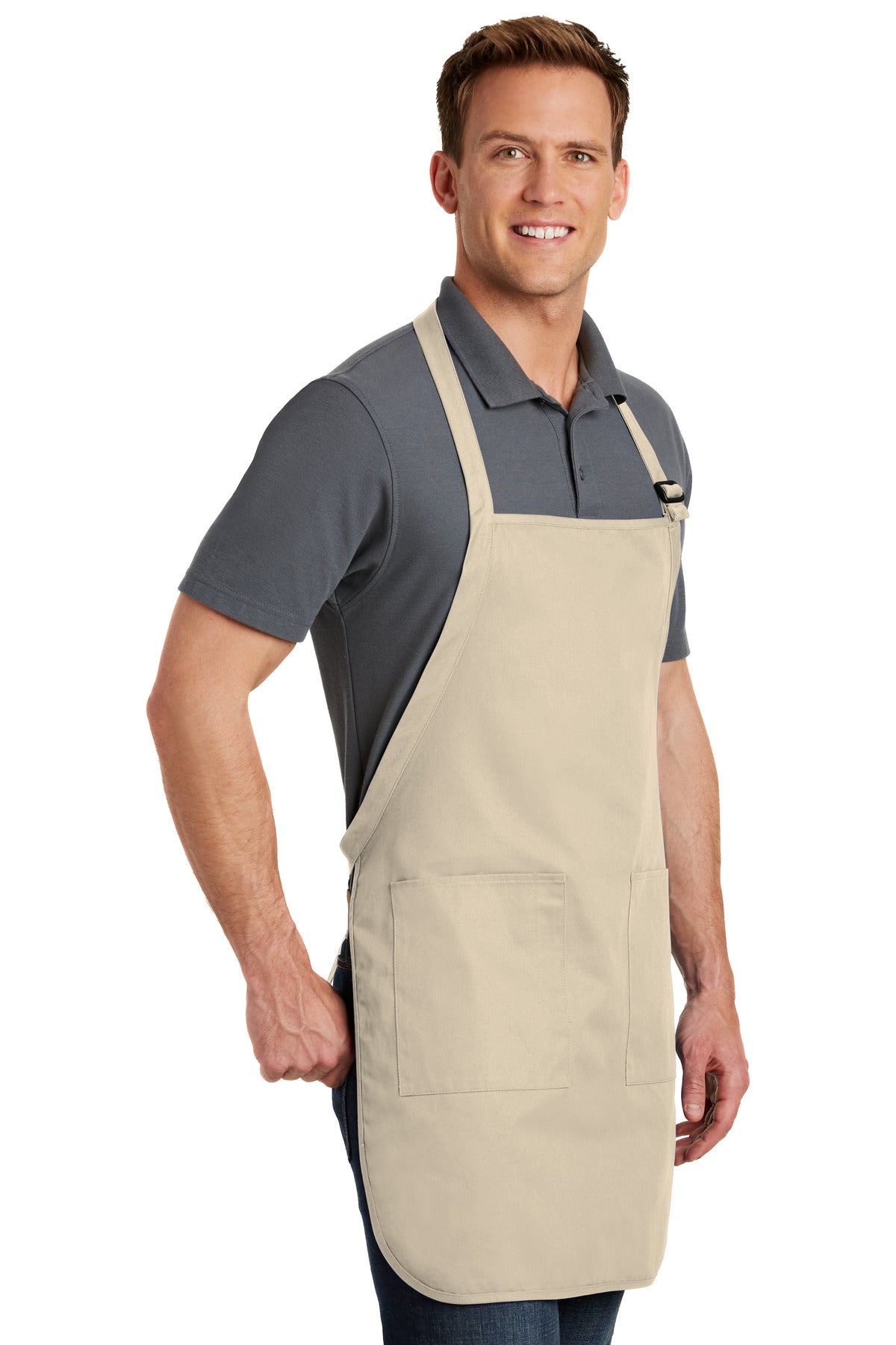 Stone Port Authority Full-Length Apron with Pockets. A500 plain