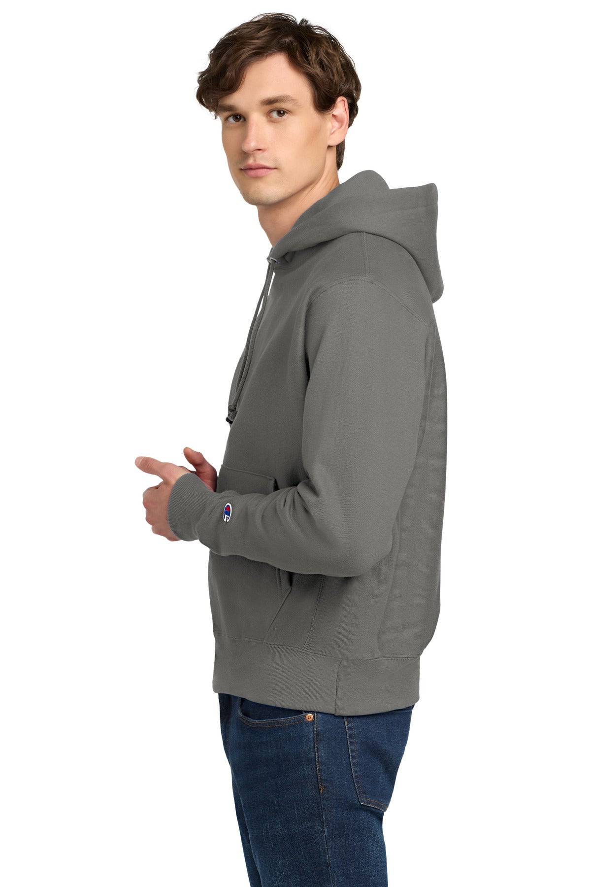 StoneGray Champion Reverse Weave Hooded Sweatshirt S101