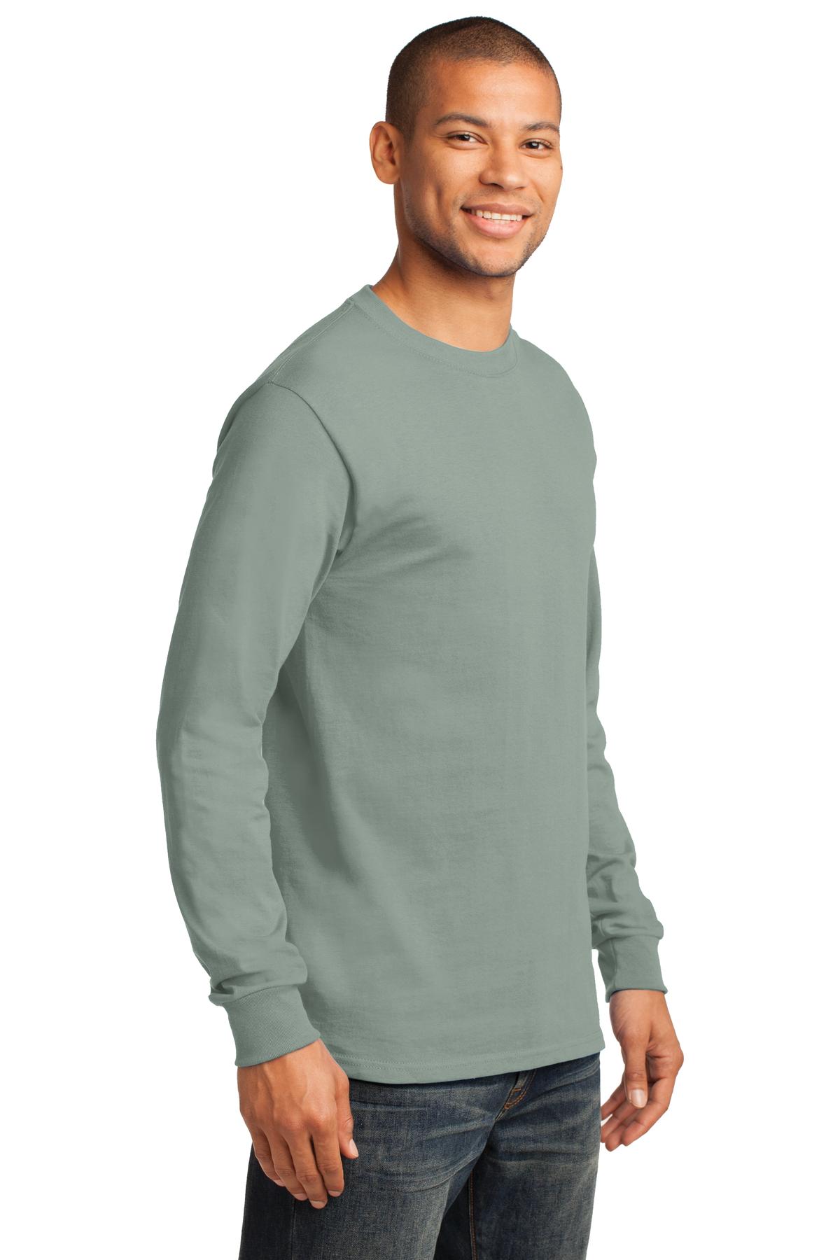 Stonewash Gree Port & Co Long Sleeve Essential Tee. PC61LS plain