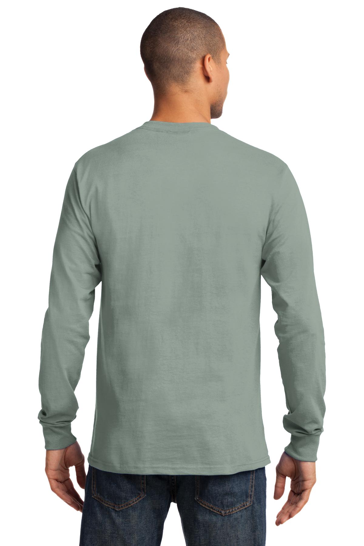 Stonewash Gree Port & Co Long Sleeve Essential Tee. PC61LS plain