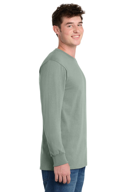 Stonewash Gree Port & Co Long Sleeve Essential Tee. PC61LS plain