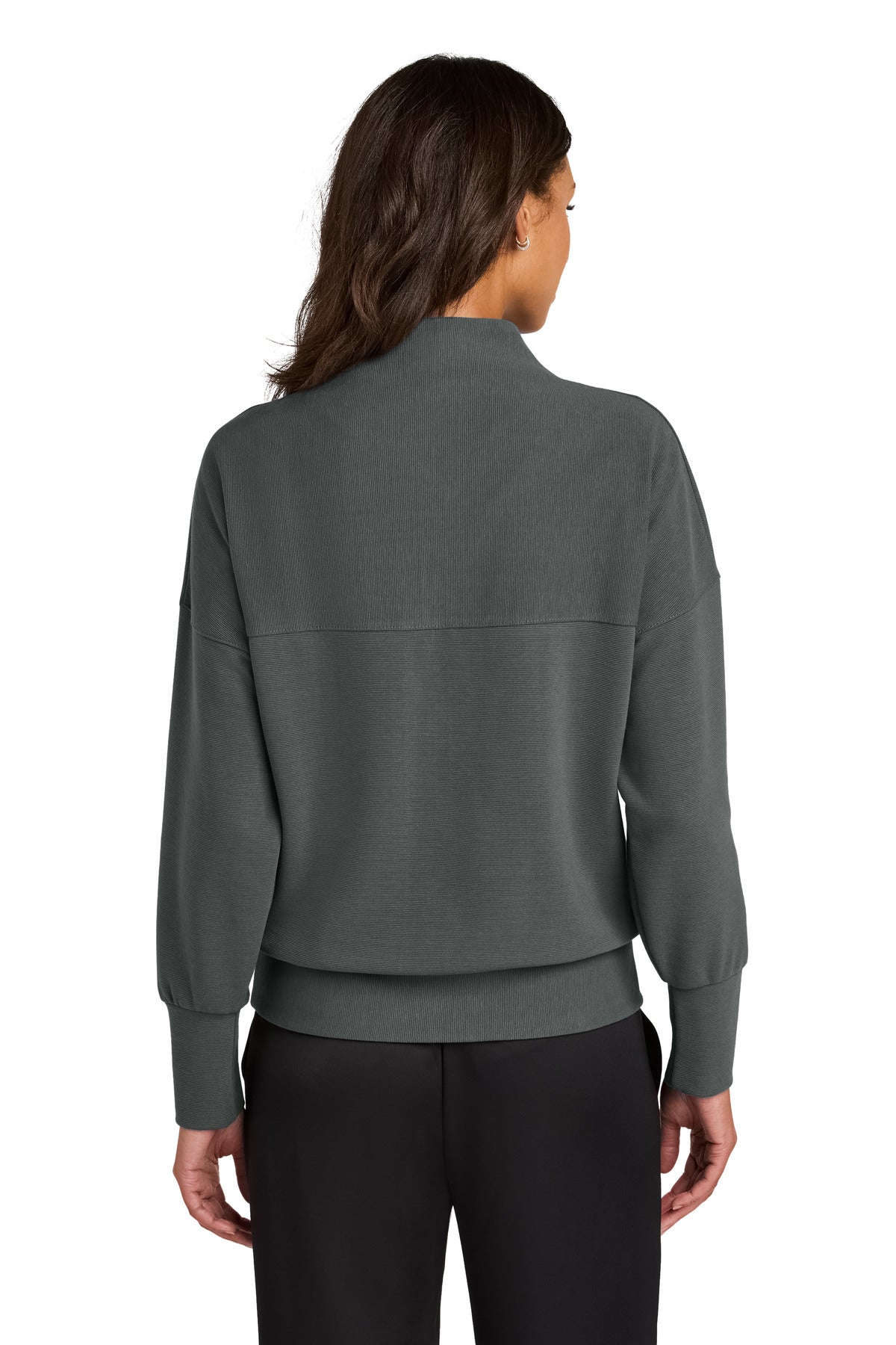 StormGrey Mercer+Mettle Women's Linear Texture 1/4-Zip MM3041 plain