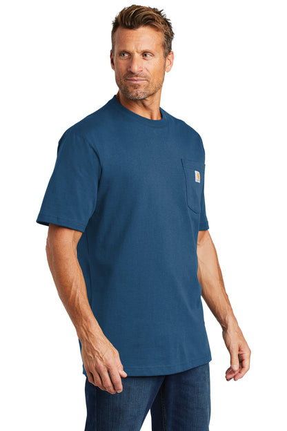 Stream Blue Carhartt Workwear Pocket Short Sleeve T-Shirt. CTK87 plain