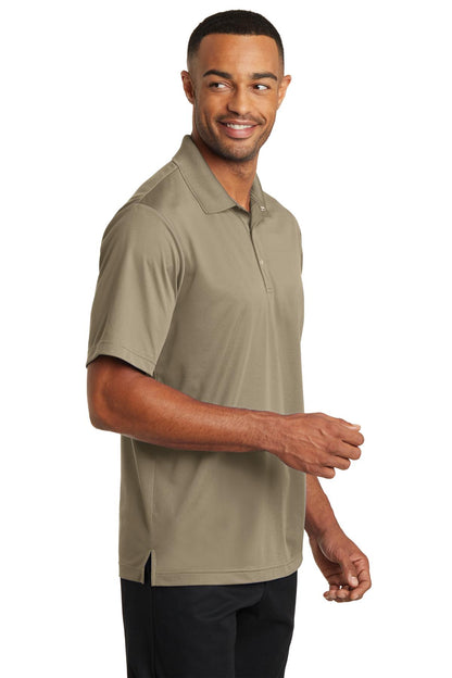 Tan CornerStone Micropique Gripper Polo. CS421 plain