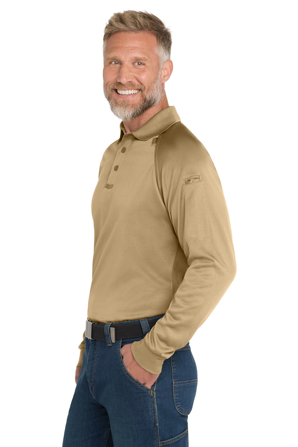 Tan CornerStone - Select Long Sleeve Snag-Proof Tactical Polo. CS410LS plain