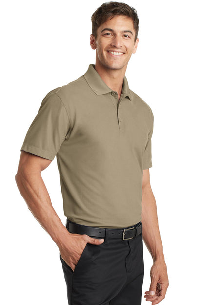 Tan Port Authority Dry Zone Grid Polo. K572 plain