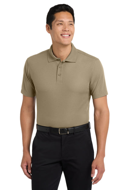 Tan Port Authority Dry Zone Grid Polo. K572 plain