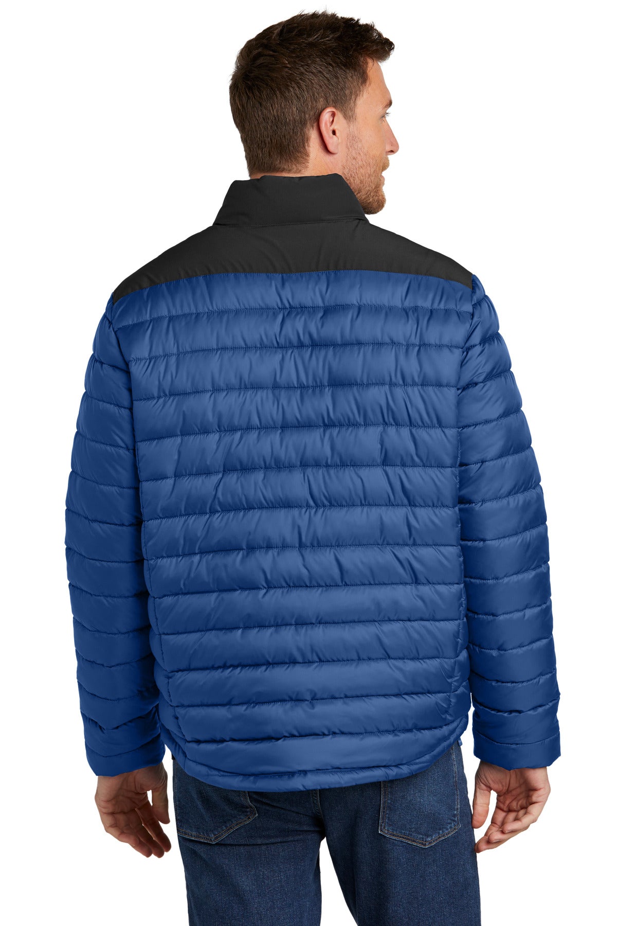 TBlu/DpBlk Port Authority Horizon Puffy Jacket J364 plain