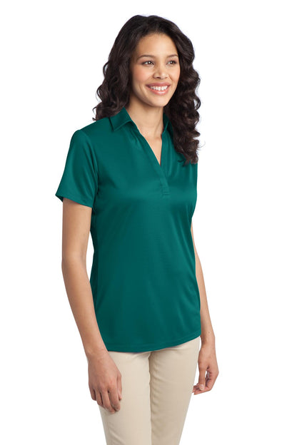 Teal Green Port Authority Women's Silk Touch Performance Polo. L540 plain
