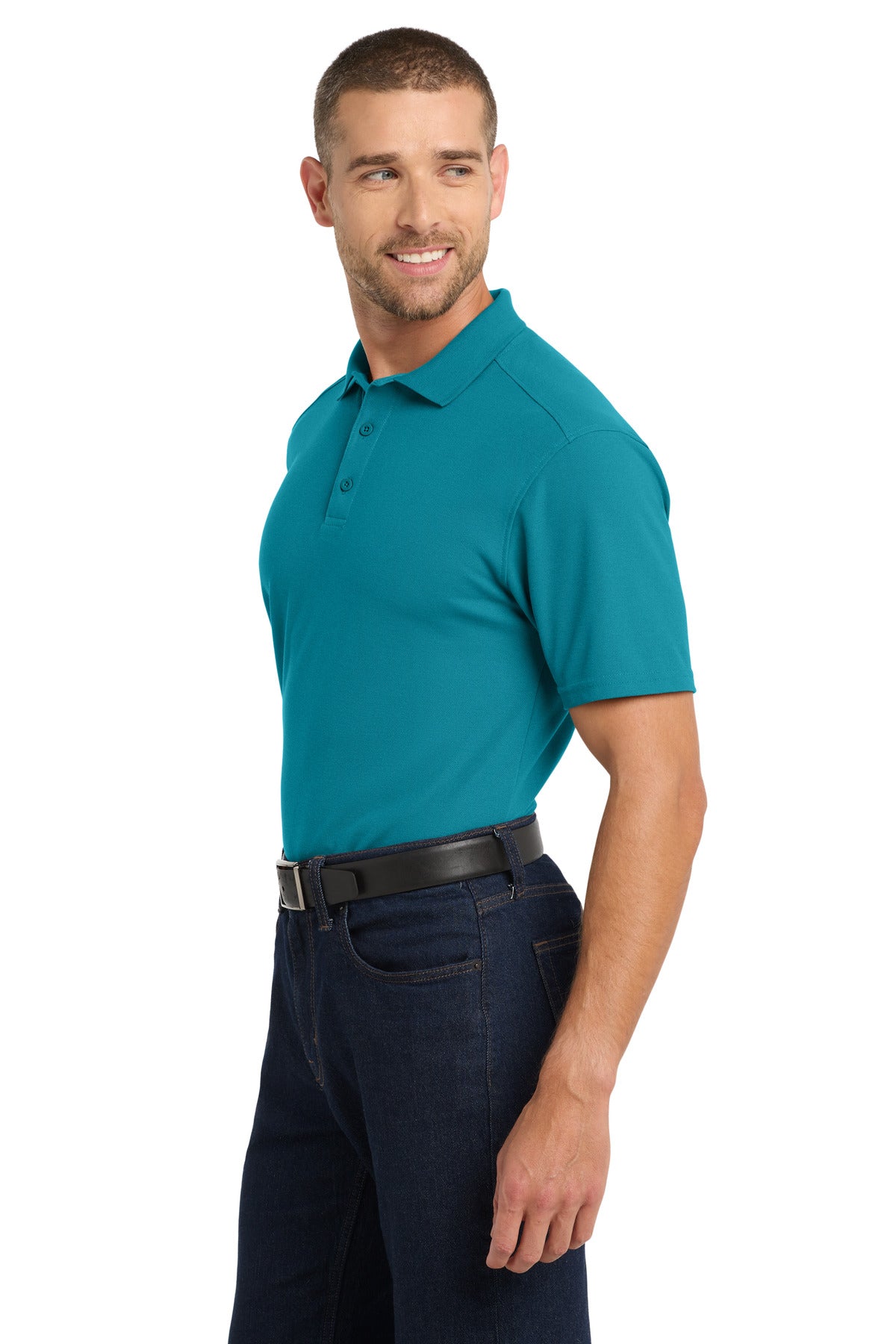 Teal Port Authority EZPerformance Pique Polo. K600 plain