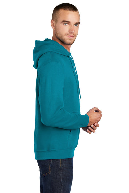 Teal Port & Co Core Fleece Pullover Hooded Sweatshirt. PC78H