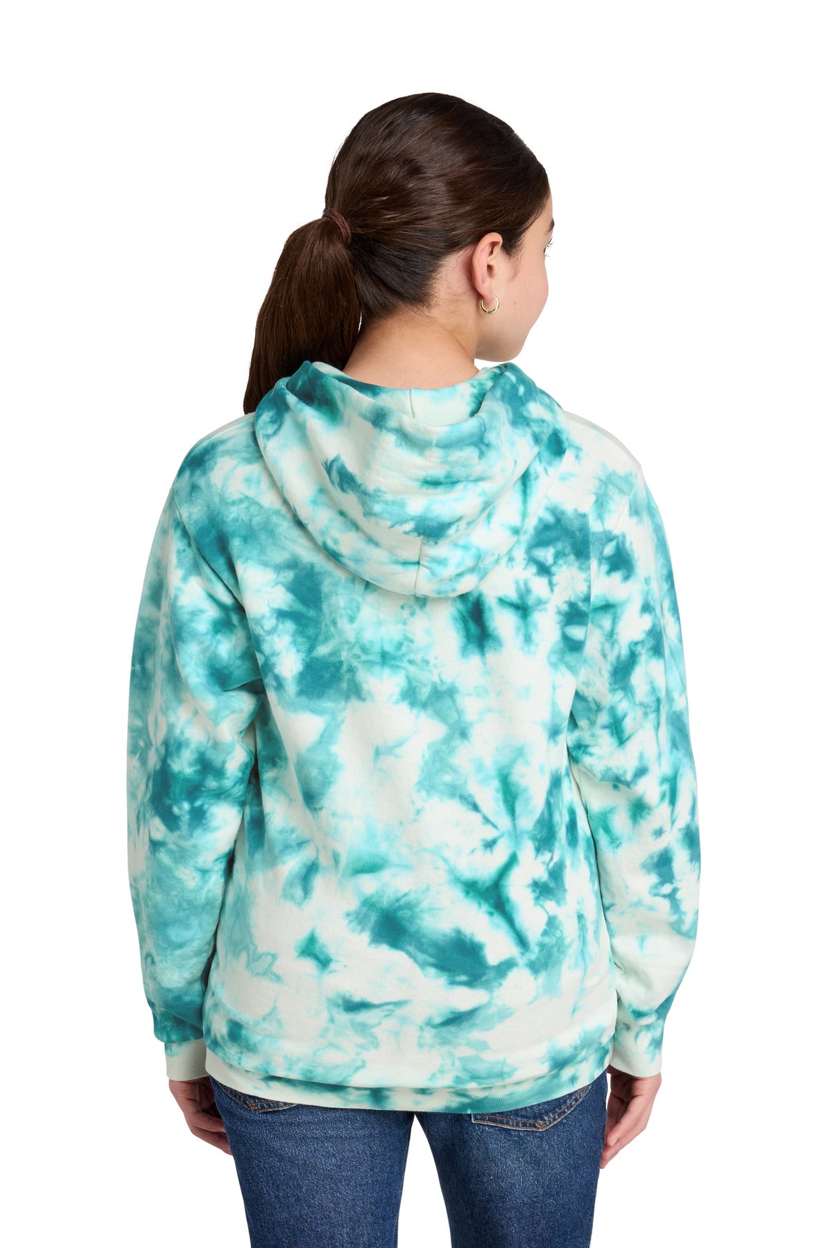 Teal Port & Co Youth Crystal Tie-Dye Pullover Hoodie PC144Y