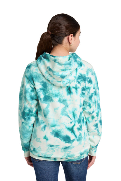 Teal Port & Co Youth Crystal Tie-Dye Pullover Hoodie PC144Y