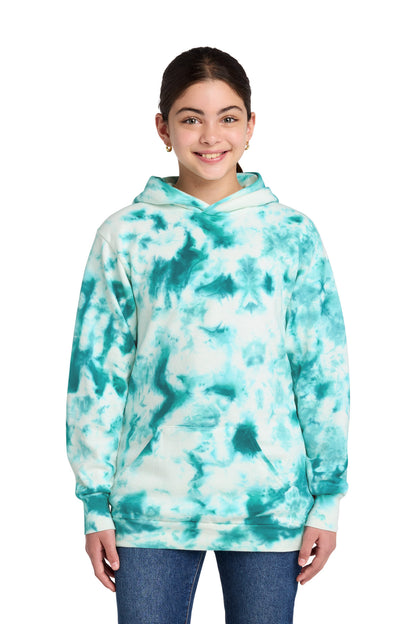 Teal Port & Co Youth Crystal Tie-Dye Pullover Hoodie PC144Y