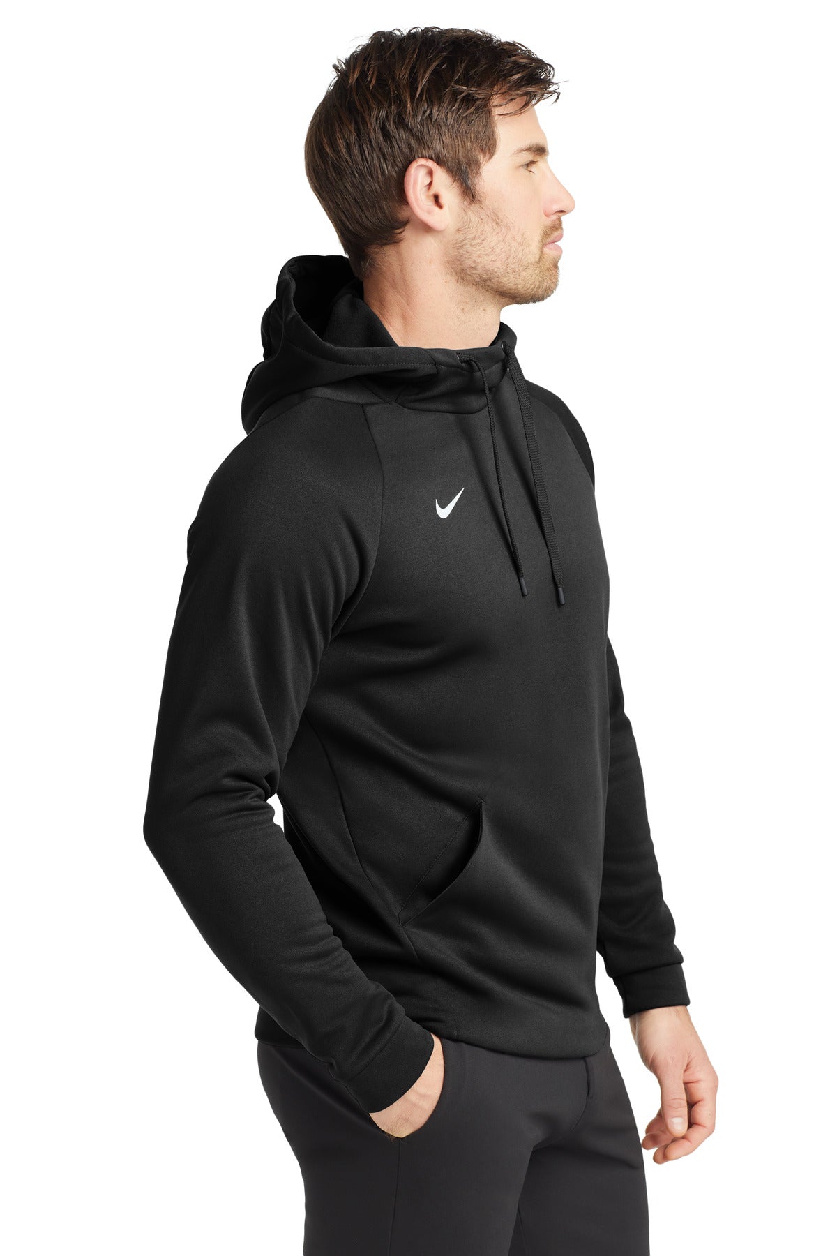 Team Black Nike Therma-FIT Pullover Fleece Hoodie CN9473 plain