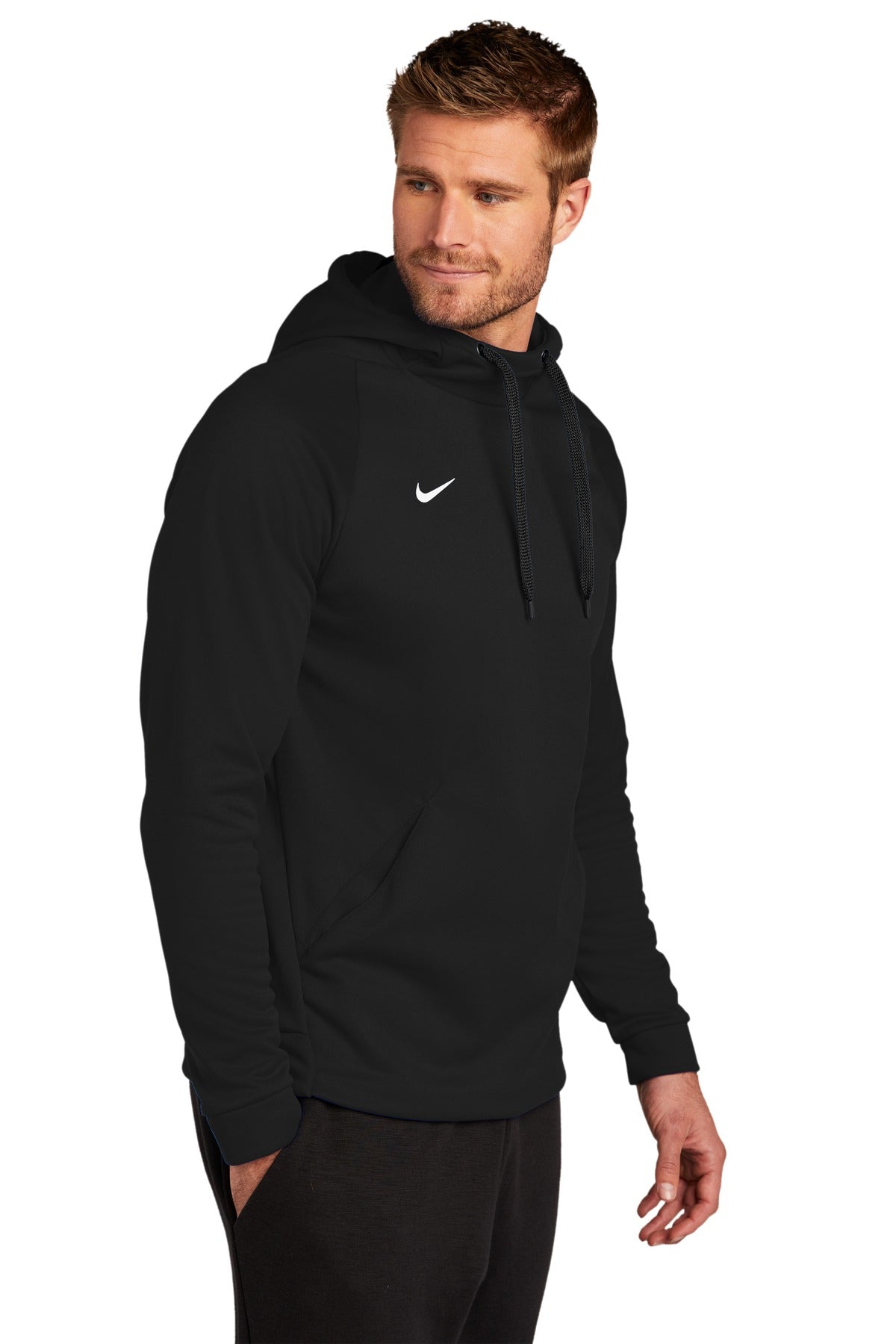 Team Black Nike Therma-FIT Pullover Fleece Hoodie CN9473 plain