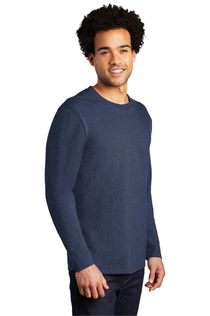 Team Navy Hthr Port & Co Long Sleeve Bouncer Tee PC600LS plain