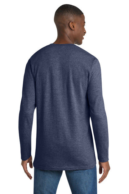 Team Navy Hthr Port & Co Long Sleeve Bouncer Tee PC600LS plain